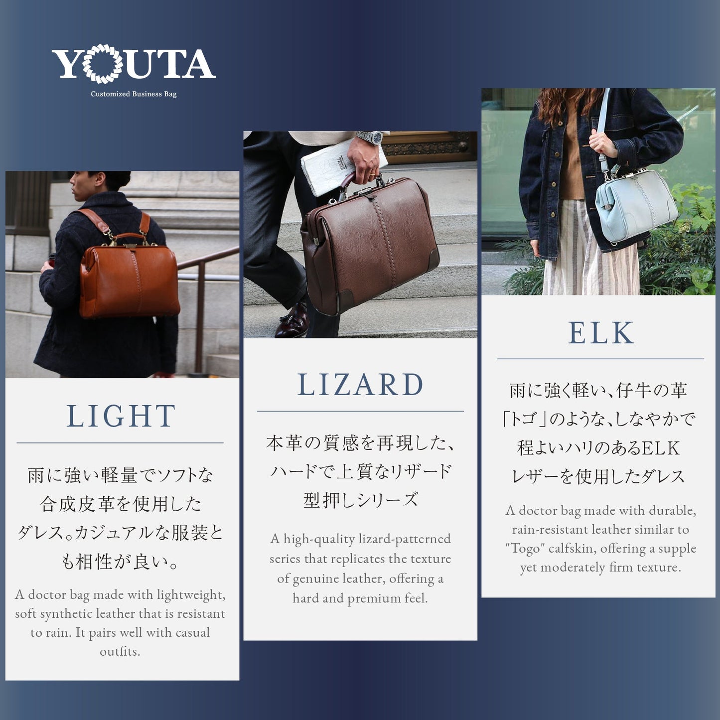 【7/1より価格改定！今が一番お得】 ダレスバッグ 本革付属 Mサイズ YK7